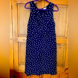 Charter Club Women's Dress Size 12 Blue White Polka Dot Sleeveless Zip Closure